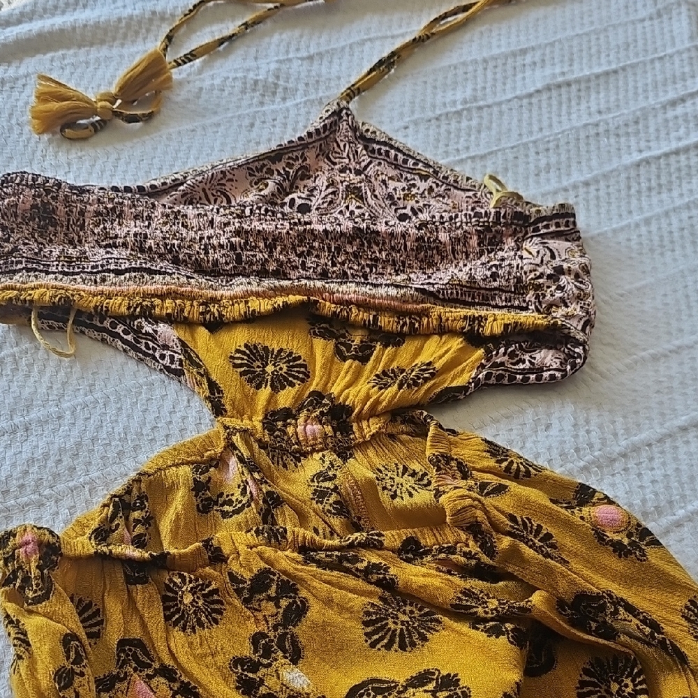 Free People Yellow and Brown Geometric Jumpsuit - Picture 6 of 10
